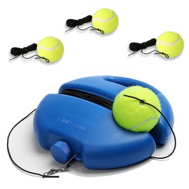 Portable Tennis Rebounder with 3 Long Rope Balls Solo Tennis Training Equipment for Kids, Adults & Beginners, Durable Practice Tennis Trainer in Blue