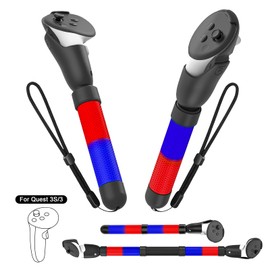Rechale Handle Attachments Compatible with Meta Quest 3S/3, VR Game Gorilla Tag Long Arms Sticks, Beat Saber Handle Extensions Grips (Blue and Red)