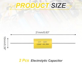 sourcing map 2pcs 0.68uf Frequency Divider Capacitor, 250V Axial Audio Speaker Crossover MKP Film Capacitor