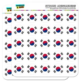 South Korea National Country Flag 1" Planner Calendar Scrapbooking Crafting Stickers - Opaque