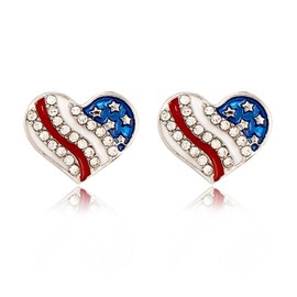 4th of July Earring For Women Heart Star Flag Patriotic Dangle Drop Earrings Red White and Blue Independence Day Earrings Faux Leather Tassel Earrings Beaded Letter Earrings For Jewelry Gift (D)
