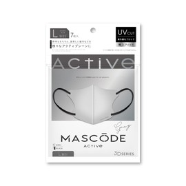 [MASCODE] 【 マスコード 公式店】［最短即日出荷］冷感マスク ひんやり マスク 涼しい uvカット 不織布 クールマスク 日焼け止め バイカラーマスク 小顔 フィット 小さめ 大きめ 運動 快適 アクティブシリーズ 1袋（7枚入） (L グレー（ブラック紐）)