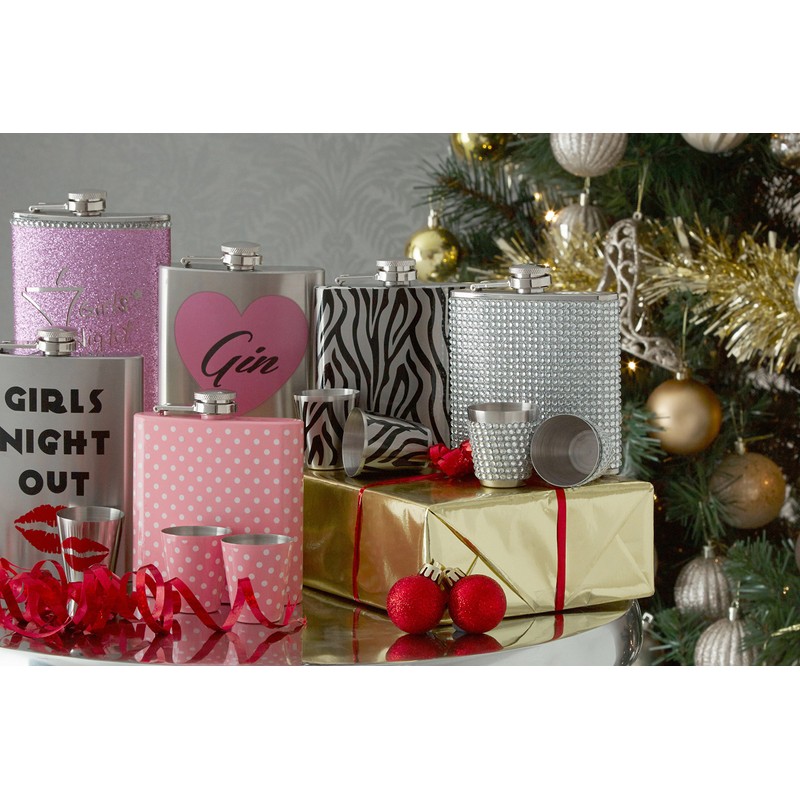 Premier Housewares Gin Design Hip Flask, Stainless Steel - 6