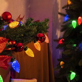 Dazzle Bright C9 Christmas String Lights, Waterproof Connectable Green Wire Fairy Lights, Christmas Lights for Indoor Outdoor Home Yard Xmas Tree House Decorations (Multi-Colored, 50 LED)