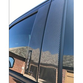 707Motoring Real Carbon Fiber Black Window Pillar Posts Trim 4PCS Fits Ford F-150 F150 Crew W/Keypad 2015-2020