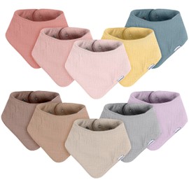 Gerber Baby Unisex Muslin Bandana Bibs 10-Pack, Solid Pastel, One Size