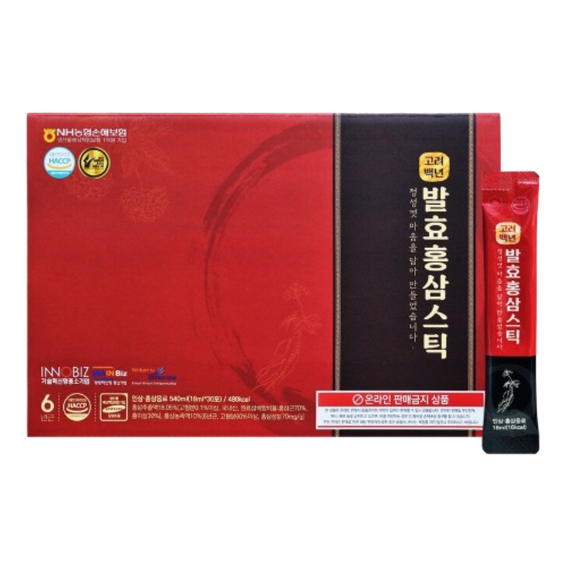 더존건강 6년근홍삼 고려백년 발효홍삼스틱 18ml x 30포