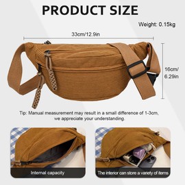 YZROHYI Women's Half Moon Bag, Bum Bag, Fabric, Crossbody Bag, Shoulder Bag, Corduroy, Fashion Hip Bags, Handbags, Shoulder Bags, Adjustable, Half Moon Bag, Belt Bag, Chest Bag Girls, Banana Bag