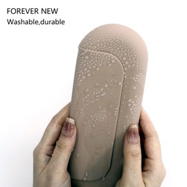 JUJIAFU Travel Makeup Brush Holder Silicone Makeup Brush Holder Fitted Vanity Cases Portable Cosmetic Face Brushes Holder Anti-Fall Out Magnetic Closure Tools Organizer (Walnut)