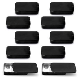 Bagentry 10 Pieces Black Portable Metal Travel Floss Picks Case, Sliding Compact Flosser Holder Dispenser Storage Container, Refillable Tooth Floss Pick Holder for Hotels Dating Dinners (B)