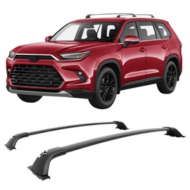 IKON MOTORSPORTS Lockable Roof Rack Cross Bars Compatible with 2024-2025 Toyota Grand Highlander & Lexus TX, Aluminum Black Anti-Theft Lock Crossbars with Key (Factory Side Rails Required)