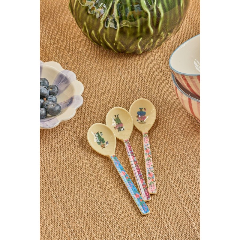 RICE Nathalie Lété Print Melamine Spoon, Children's Spoon, Multi-Colour, Pack
