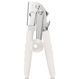 Commercial Can Opener, UHIYEE Hand Crank Can Opener Manual Heavy Duty with Comfortable Extra-long Handles, Oversized Knob, Large Handheld Can Open Easy for Big Cans, White