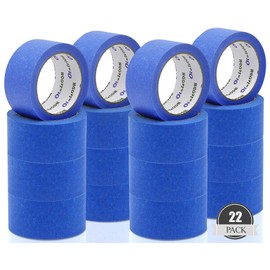 Oleitodh 22 Rolls Blue Painters Tape Bulk 2 inch x 55 Yards, Painters Masking Tape No Residue Wall Painting Tape Artist Tape Trim Edge Finishing Tape for Wall Painting Decoration DIY Supplies