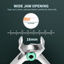 VANWIN Nail Clippers for Thick Nails, 16 mm Wide Jaw Opening, Oversized Toenail Clippers with Sharp Curved Blade and Nail File, Durable Stainless Steel Fingernail Clippers for Seniors Women Men