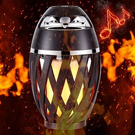 Outdoor Bluetooth Speaker with LED Flickering Flame Effect Gift for Men,HD Stereo Sound IPX5 Waterproof Portable Tiki Torch Atmosphere Speakers Decoration for Party|Patio|Garden with Stake&Hook&Pole