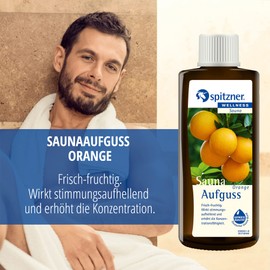 Spitzner Saunaaufguss Orange frisch-fruchtig 190 ml – Wellness Sauna Aufguss mit frischem Orangen Saunaduft, stimmungsaufhellend, Konzentration, natürliches Saunaöl