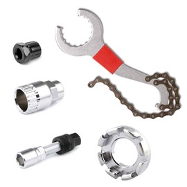 KJLEEN Bicycle Cassette Tool Multifunctional Bottom Bracket Tool Chain Whip Bicycle Repair Tool Set 5-11 Speed Compatible Crank Chain Axle Disassembly Tool