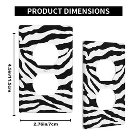 Pznen Zebra Duplex Receptacle Outlet Wall Plate Animal Skin Texture Black And White Striped Light Switch Cover Plate, Standard Size 1-Gang Wallplate Outlet Covers 4.5" x 2.76"