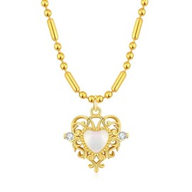 MQV Boho Surfer Beach Siren Necklace White Heart Jewelry Princess Necklace for Her Sirencore Aesthetic Jewelry Layering Summer Necklace Vintage Inspired Jewelry