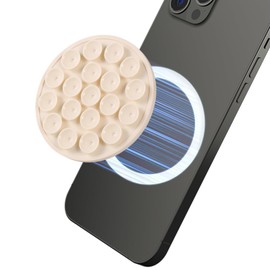 PEUTIER Handyhalterung Auto Saugnapf, Premium-Silikon-Saugnapf-Telefonhülle Magnetische Telefonhalter mit Saugnapf Saugnapf-Telefonhülle Freie Finger für Telefon-Mobilgerätezubehör(Beige)