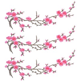 3PCS Cherry Blossom Iron on Patch Embroidered Floral Cherry Blossom Patch