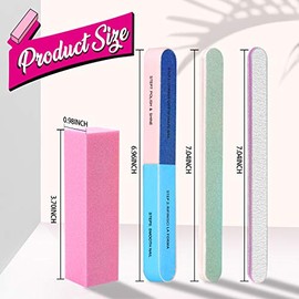 FANDAMEI - Lima de uñas y tampón de uñas, kit de herramientas profesionales de manicura. 8 bloques rectangulares para uñas, 8 limas de uñas, 2 limas d