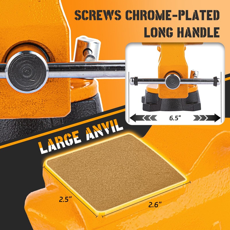 AROEDVISE Bench Vise 4.5-Inch Heavy Duty Vise 210° Swivel Base,