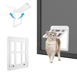 Doggie Door for Screen Door, Pet Door for Small Dog Cat Screen Door for Sliding Screen Door, Easy Install Magnetic Automatic Close Pet Screen Door, White