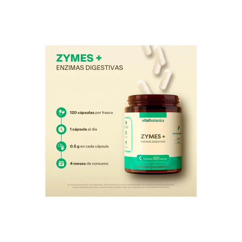Enzimas Digestivas Con Papaya C/ 120 Caps | Vitalbotanics Sabor