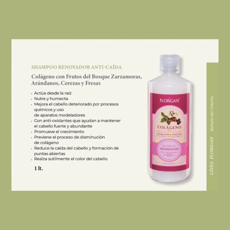 Shampoo Renovador Anticaida Colageno 1lt. Florigan