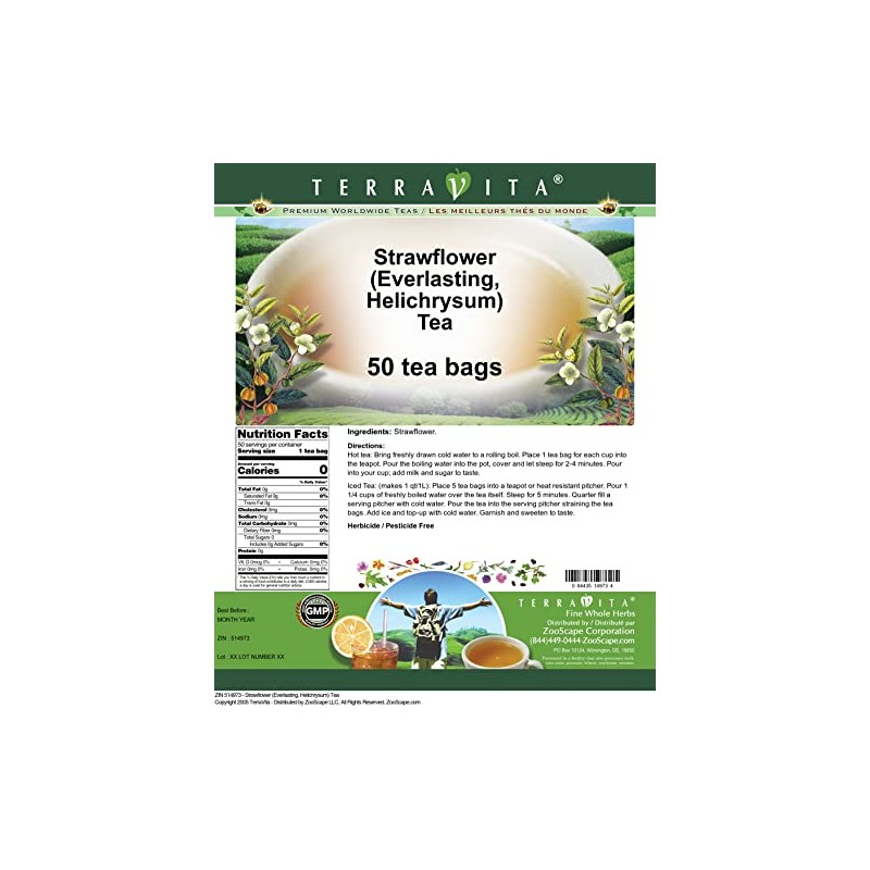 Strawflower (Everlasting, Helichrysum) Tea (50 tea bags, ZIN: 514973)