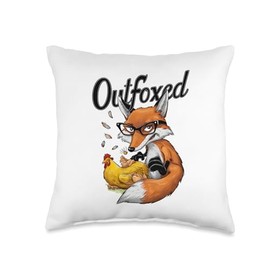 Sly fox In Glasses And Chicken Outfoxed Clever Animal Lover Throw Pillow