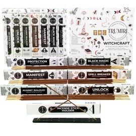 Witchcraft Incense Sticks - Total 120 Insence-Sticks (20 Insense x 6 Inscents) - for Wiccan Witches Brew Wicca Witch Voodoo Spell Pagan Black Magic Protection Against Jealousy + Burner Holder