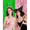 2 Pack Pink and Green Glitter Foil Curtain Backdrop Streamers,
