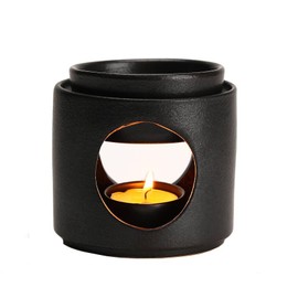 Yeerockal Ceramic Diffuser Black Oil Burner Wax Melt Burners with Tealight Holder (Black)