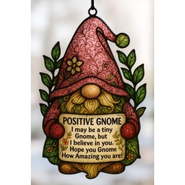 Duducraft Gnome Gifts Suncatcher with Story Card and Envelope, Inspirational Gifts for Women, Men, Positive Affirmations Cards