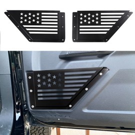 RERPRO Front Door Storage Pockets for Ford Bronco 2021 2022 2023 2024 2025 2/4 Door Accessories Side Door Organizer Box Interior Expansion Accessory, Carbon Steel, 1 Pair with America Flag