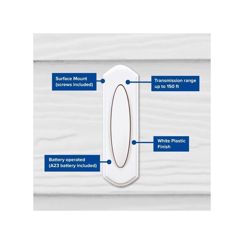 Heath Zenith SL-7797-02 Traditional Décor Series Wireless Door Chime Push