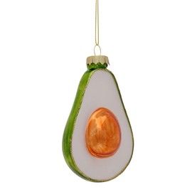 Widdop and Co. - Novelty Hanging Glass Tree Decoration - Avocado - Green Christmas Xmas Ornament Holiday Decor - Alternative Homeware for Friends, Family. (H: 11cm x W: 10cm x D: 3cm.)