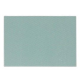 Ambesonne Circle Cutting Board, Eastern Style Compact Design Ocean Inspired Wavy Lines and Polka Dots Aquatic, Decorative Tempered Glass Cutting and Serving Board, Small Size, Sky Blue White