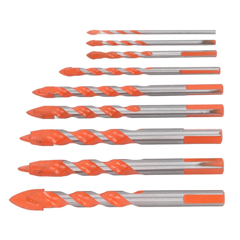 9Pcs Masonry Drill Bits Set Cemented Carbide Industrial Strength Carbide