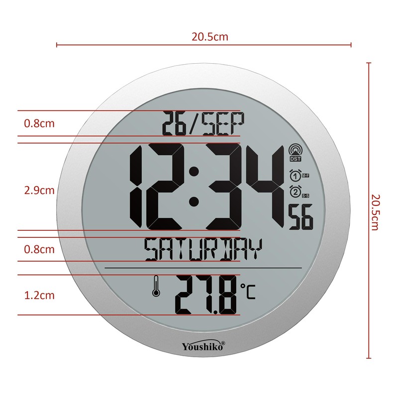 Youshiko Jumbo Large Radio Controlled Wall Clock (UK & Ireland