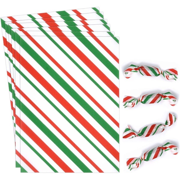 Christmas Candy Twisting Wax Wrappers 700 Pieces Xmas Chocolate Caramel Wrapping Paper Candy Cane Striped Design Wrapper for Holiday Candies Caramels Sweets Baking Homemade Packaging 4.9" x 3.5"