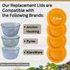 4 Cup/950 mL Orange Replacement Lids/Covers for Pyrex 7201-PC, 4