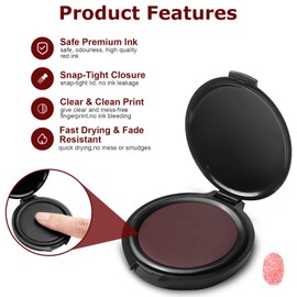 Marte Vanci Fingerprint Ink Pad, Thumbprint Ink Pads Finger Print Stamp Kit for Notary Supplies Identification Security ID Fingerprint Cards Law Enforcement Portable Red 4 Pcs