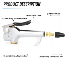 MEANLIN MEASURE Lever Type Blow Gun With Rubber Tip Safety Nozzle 1/4'' Heavy Duty For Air Compressor Home Garage Store Industrial 2 PCS