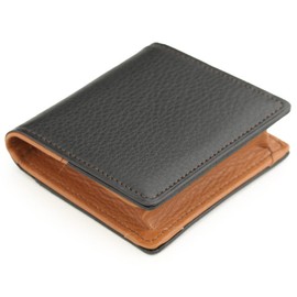Avies Box Shaped Coin Purse, Lambskin Leather, Made in Japan, Black