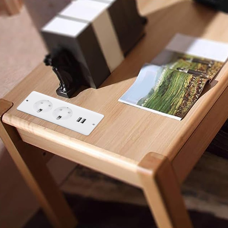 Embedded Power Outlet 2 USB 2 10A Ports Recessed Desk