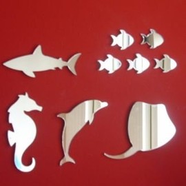 Bundle of Sea Life Mirrors, 12cm Shark, Seahorse, Dolphin, Stingray & 5 x 4cm Fish